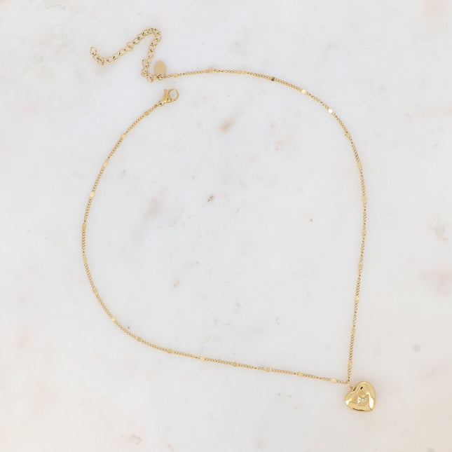 Collier Myra - pendentif coeur avec étoile gravée et oxyde de zirconium
