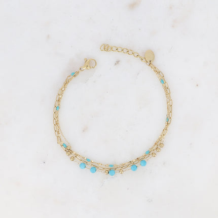 Bracelet 3 rangs avec pierres naturelles et émail