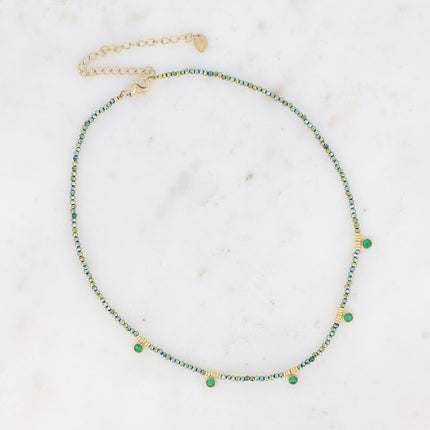 Collier Victoire - chocker, pâtes de verre et oxydes de zirconium