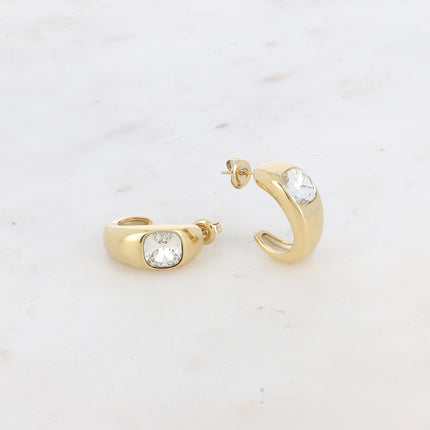 Hoop earrings - square crystal 8 x 8mm