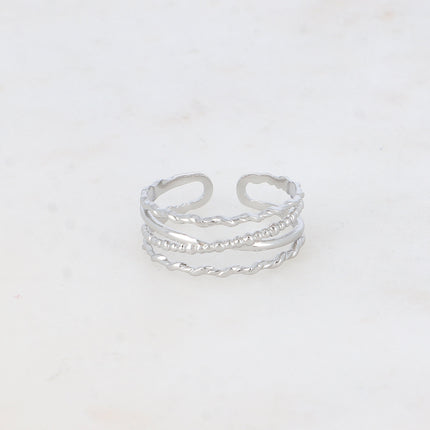 Bague Délia - lignes texturées et entrelacées