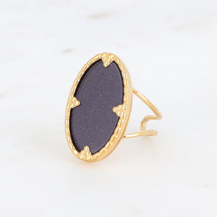 Bague Méli - pierre ovale et griffes triangles
