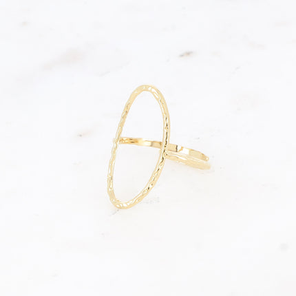 Bague fine Ilsa - ovale ajouré effet martelé