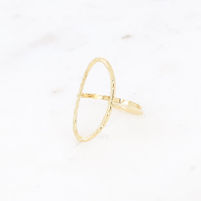 Bague fine Ilsa - ovale ajouré effet martelé