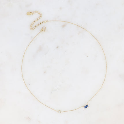 Collier - cristal rectangulaire et oxyde de zirconium