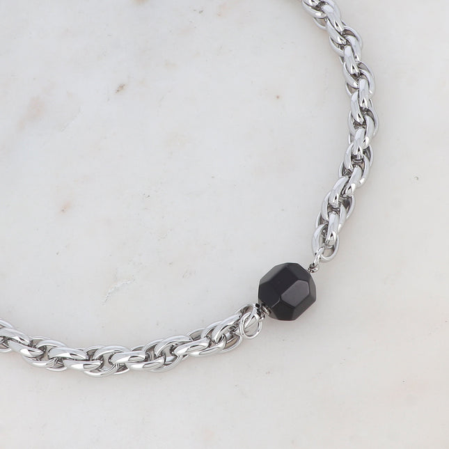 Ava Necklace - UNISEX - twisted chain and natural stone