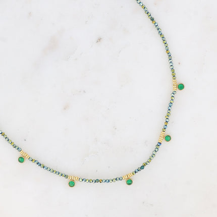 Collier Victoire - chocker, pâtes de verre et oxydes de zirconium