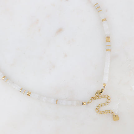 Collier Olivine avec pierres naturelles et perles rondelles