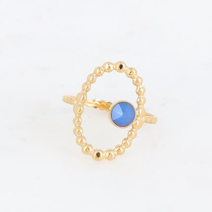 Bague ovale et bulles avec cristal