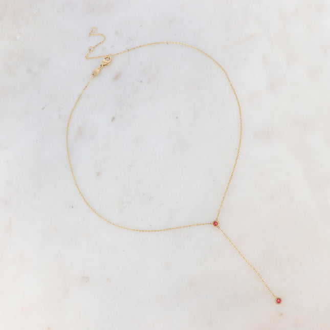 Yara Y-shaped necklace - 2 cubic zirconia stones