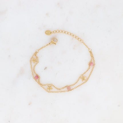 Bracelet Breanna - 2 mailles et pierres naturelles