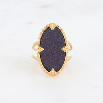 Bague Méli - pierre ovale et griffes triangles