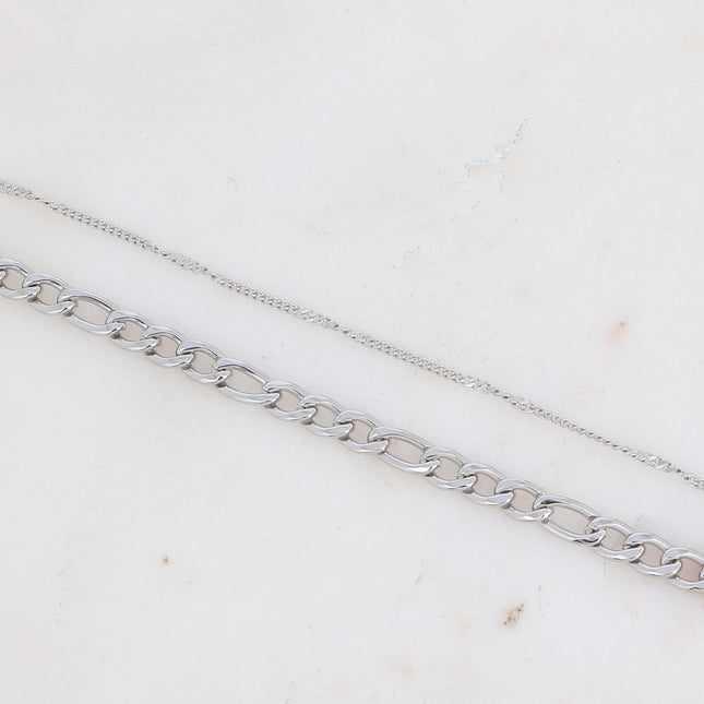 Bracelet Ivring - 2 rangs, maille et chaîne fine