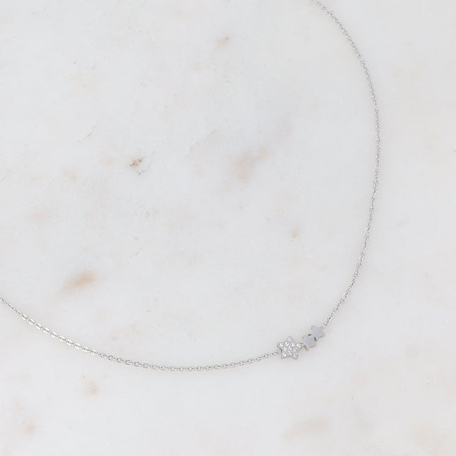 Collier Comète - 3 étoiles et oxydes de zirconium