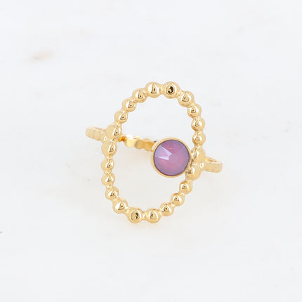 Bague ovale et bulles avec cristal