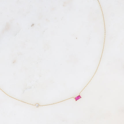 Collier - cristal rectangulaire et oxyde de zirconium