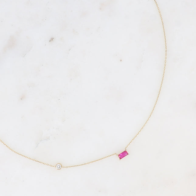 Collier - cristal rectangulaire et oxyde de zirconium