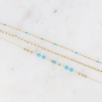 Bracelet 3 rangs avec pierres naturelles et émail