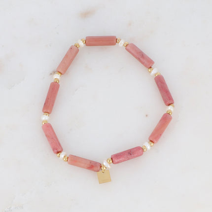 Philomène stretch bracelet with natural stone cylinders