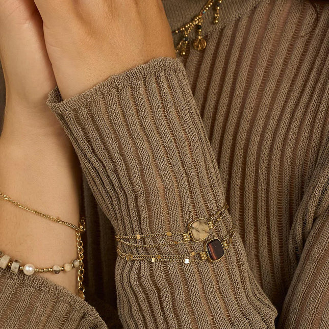 Chloefina Bracelet - Square Natural Stone