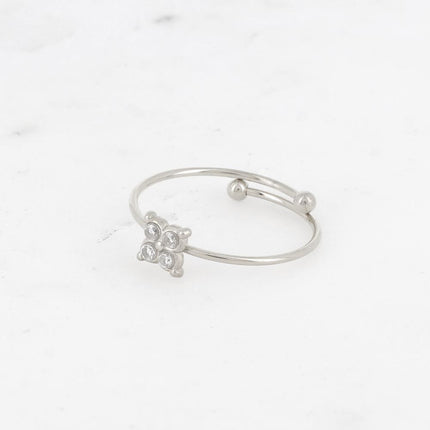 Bague - trèfle et oxydes de zirconium
