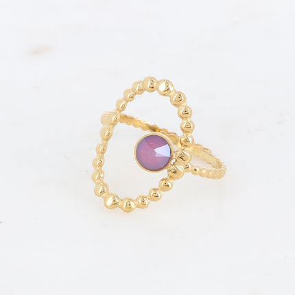 Bague ovale et bulles avec cristal
