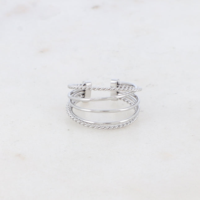 Bague Olana - 5 anneaux lisses et torsadées