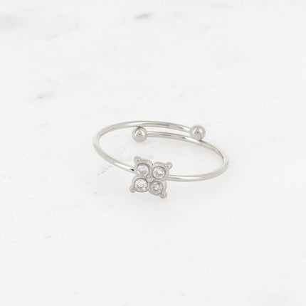 Bague - trèfle et oxydes de zirconium