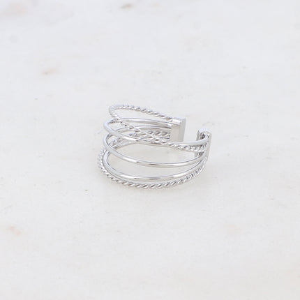 Bague Olana - 5 anneaux lisses et torsadées