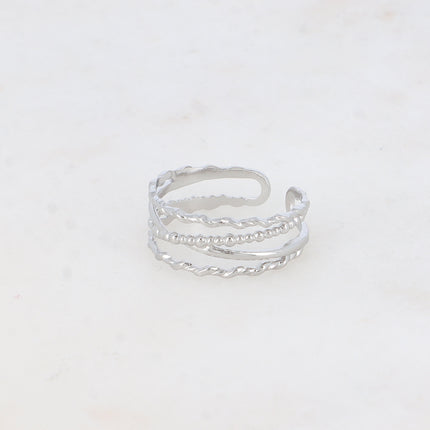 Bague Délia - lignes texturées et entrelacées