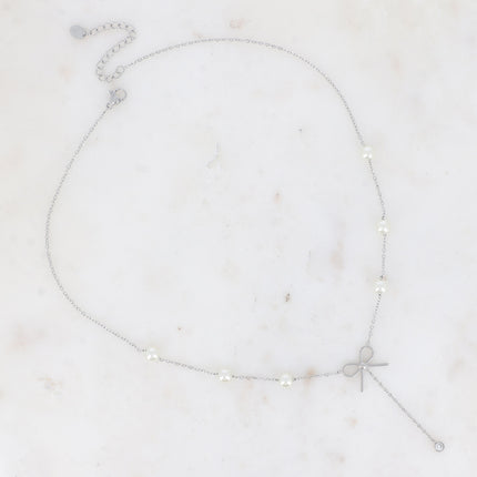 Collier en Y - perles d'eau douce et noeud