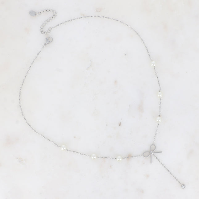 Collier en Y - perles d'eau douce et noeud