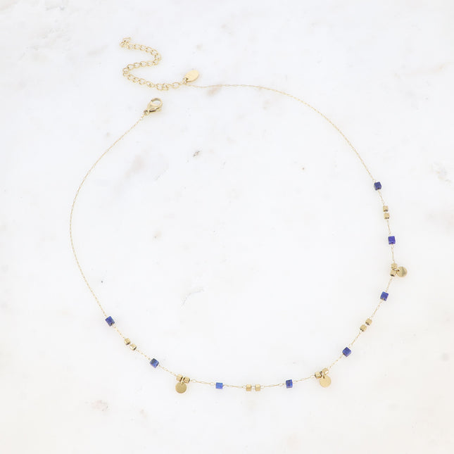 Collier - pierres naturelles et pampilles rondes
