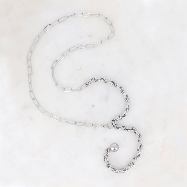 Fay Unisex Necklace - Mesh and Natural Stone