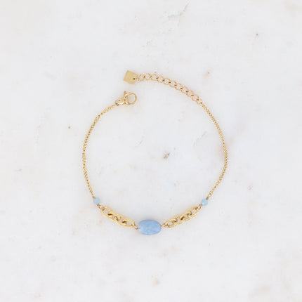 Bracelet - ribbed mesh and natural stones