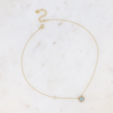 Collier - cristal carré et oxydes de zirconium