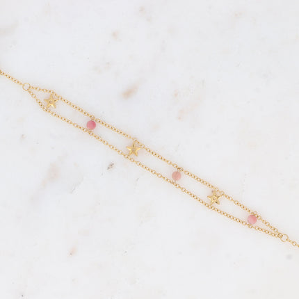 Bracelet Breanna - 2 mailles et pierres naturelles