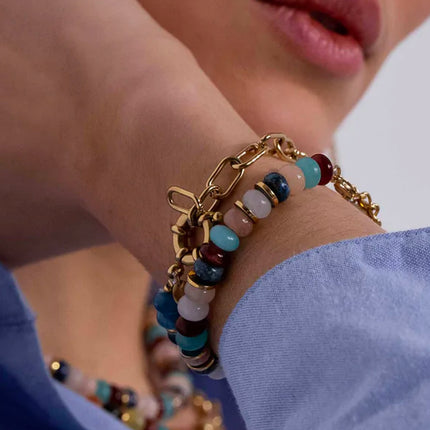 Bracelet Austyn - maille ovale et pierres naturelles