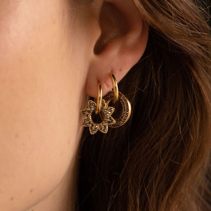 Dwight hoop earrings - sunburst and zirconium oxides