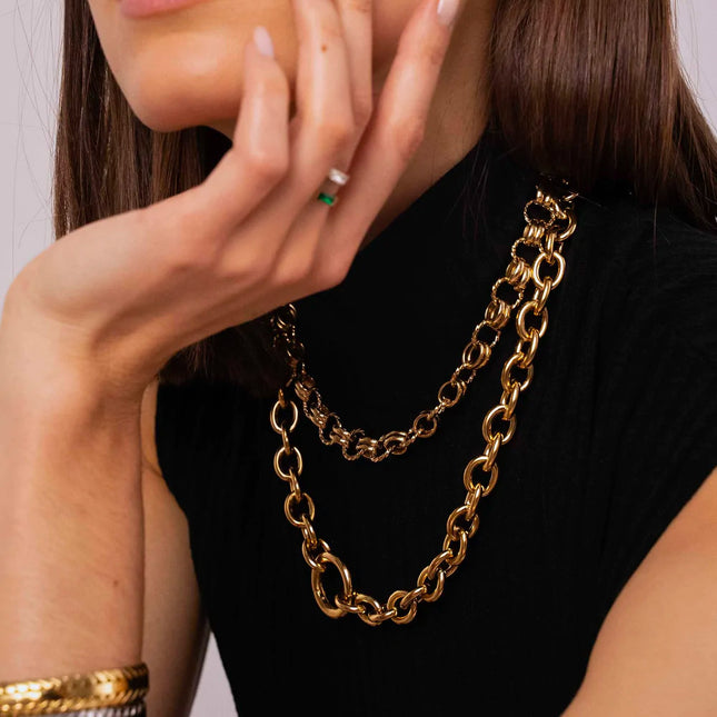 Devon Necklace - UNISEX - oval link and round ring
