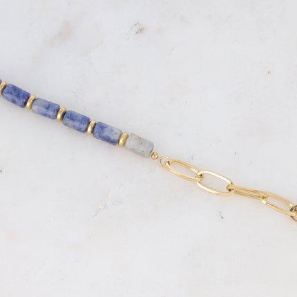 Bracelet maille et perlé en pierre naturelle