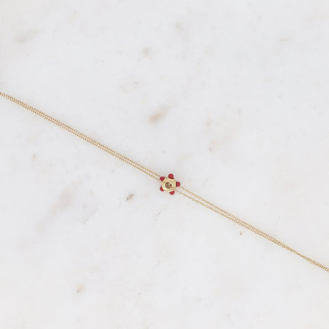 Bracelet - mini pendentif rondelle et pierres naturelles