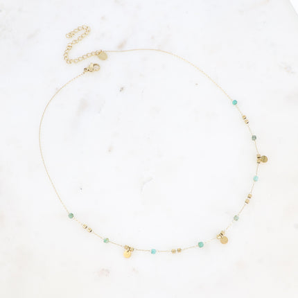 Collier - pierres naturelles et pampilles rondes