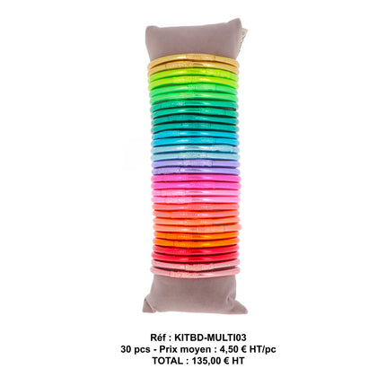 Kit de 30 joncs bouddhistes épais multicolores avec mantra. Coussin offert. Prix moyen : 4,50€ HT