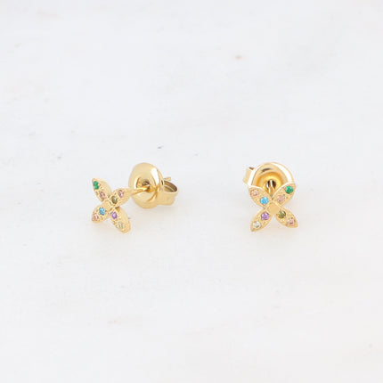 Florie stud earrings - Flower and zirconium oxides
