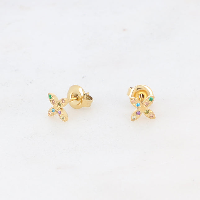 Boucles puces Florie - Fleur et oxydes de zirconium