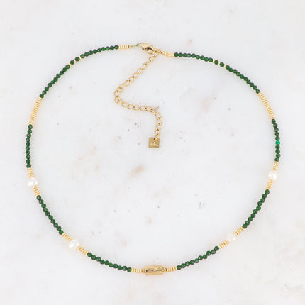 Collier sur fil avec motif d'écorce d'arbre et pierres naturelles