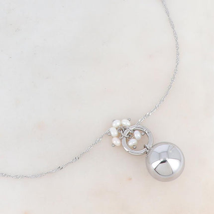 Necklace with pregnancy bola - natural stones - With bola box