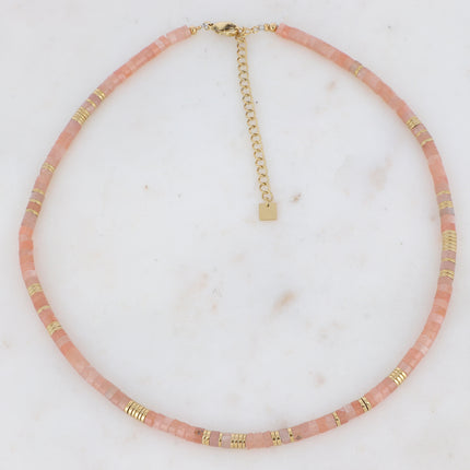 Collier Olivine avec pierres naturelles et perles rondelles