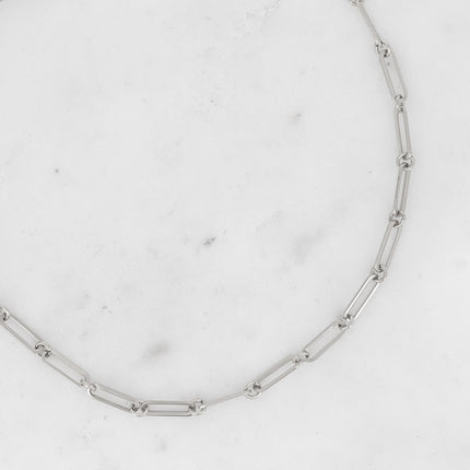 Collier Nix - maille alternée ovale et ronde avec cristal